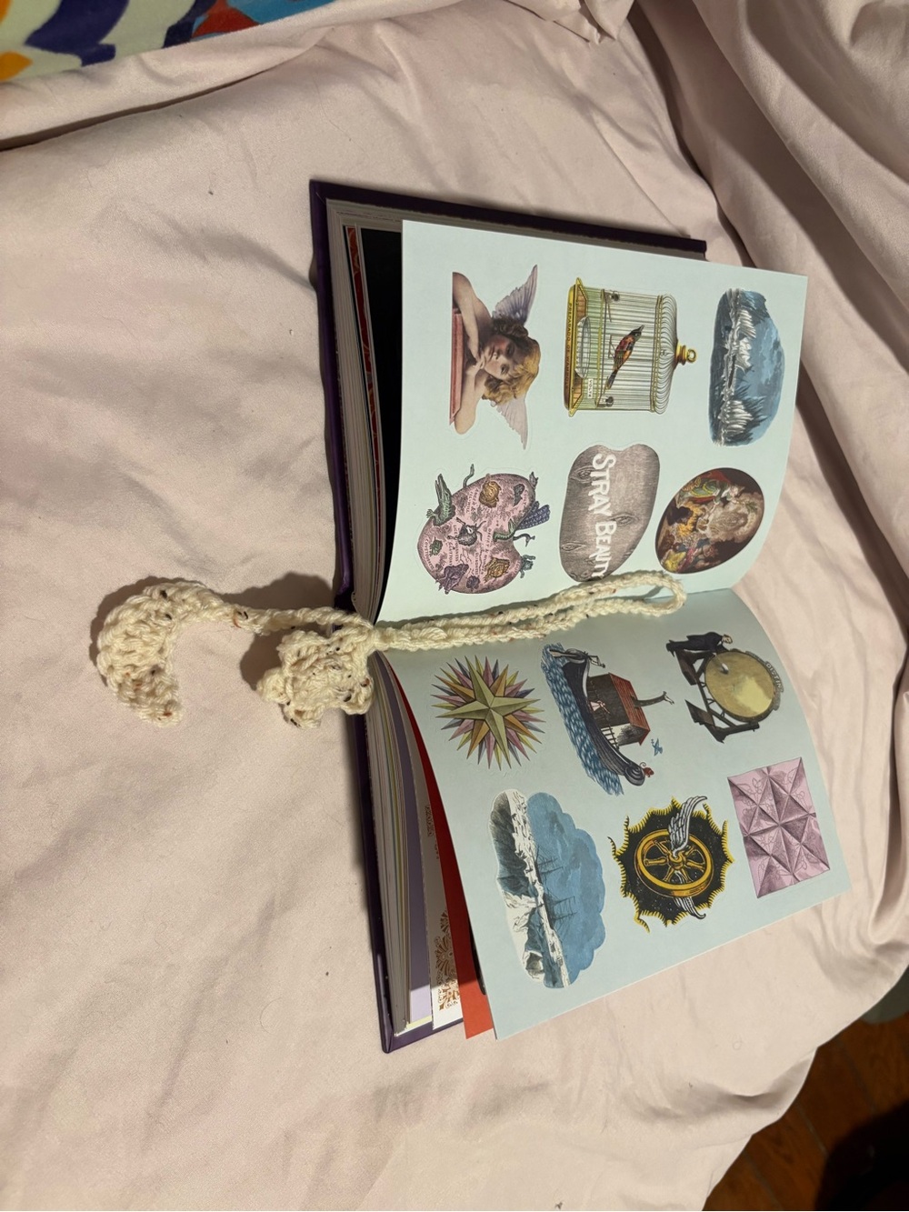 Cute crochet moon and star charm/bookmark/keychain (speckled beige)